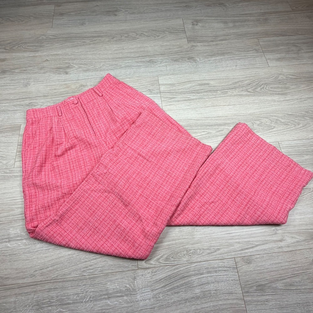 Sugarlips Adriella Pink Tweed Wide Leg High Rise Pleated Trousers NWT Women's L - Picture 10 of 10